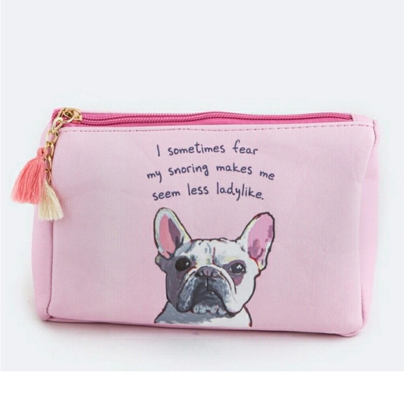 Seeking Pink French Bulldog Makeup Pouch - Picture 1 of 2
